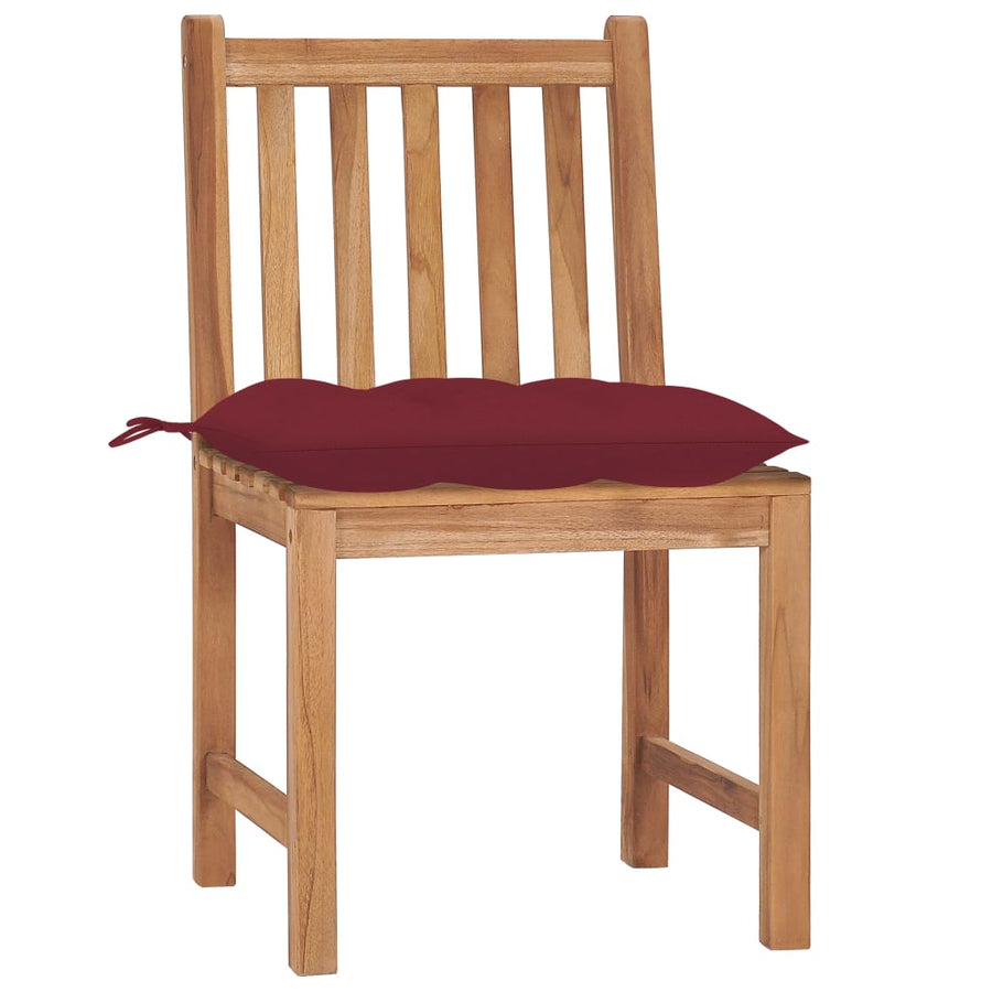 Tuinstoelen 4 St Met Kussens Massief Teakhout Wijnrood