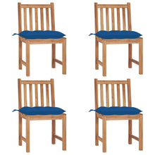 Tuinstoelen 4 St Met Kussens Massief Teakhout Blauw