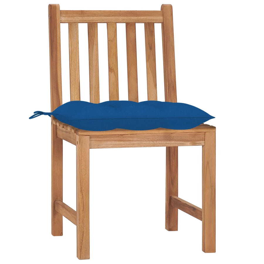 Tuinstoelen 4 St Met Kussens Massief Teakhout Blauw