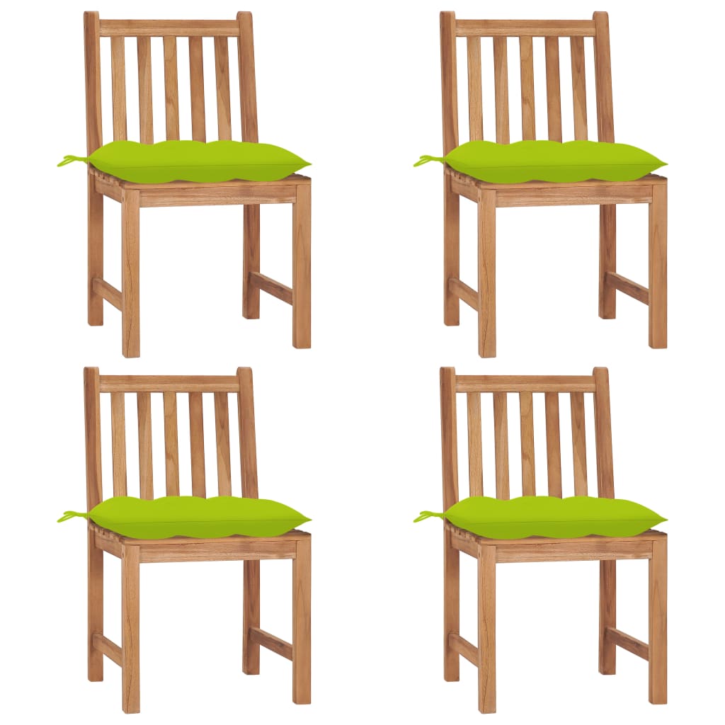 Tuinstoelen 4 St Met Kussens Massief Teakhout Heldergroen