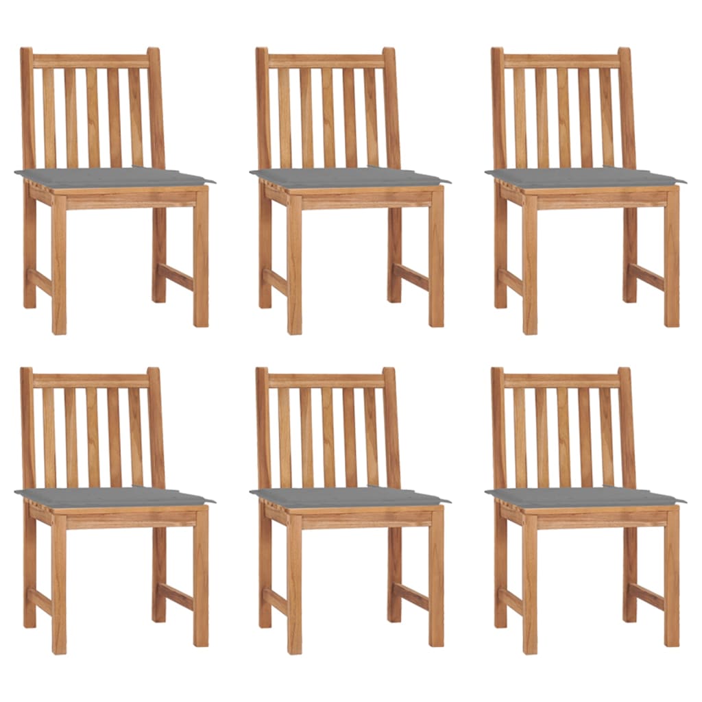 Tuinstoelen Met Kussens Massief Teakhout 6 Grijs