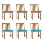 Garden chairs 6 pcs with cushions solid teak wood