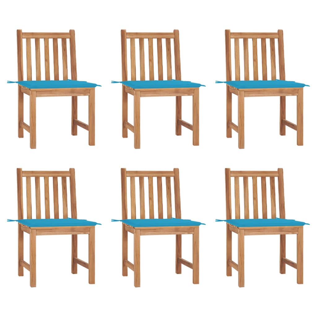 Tuinstoelen Met Kussens Massief Teakhout 6 Blauw