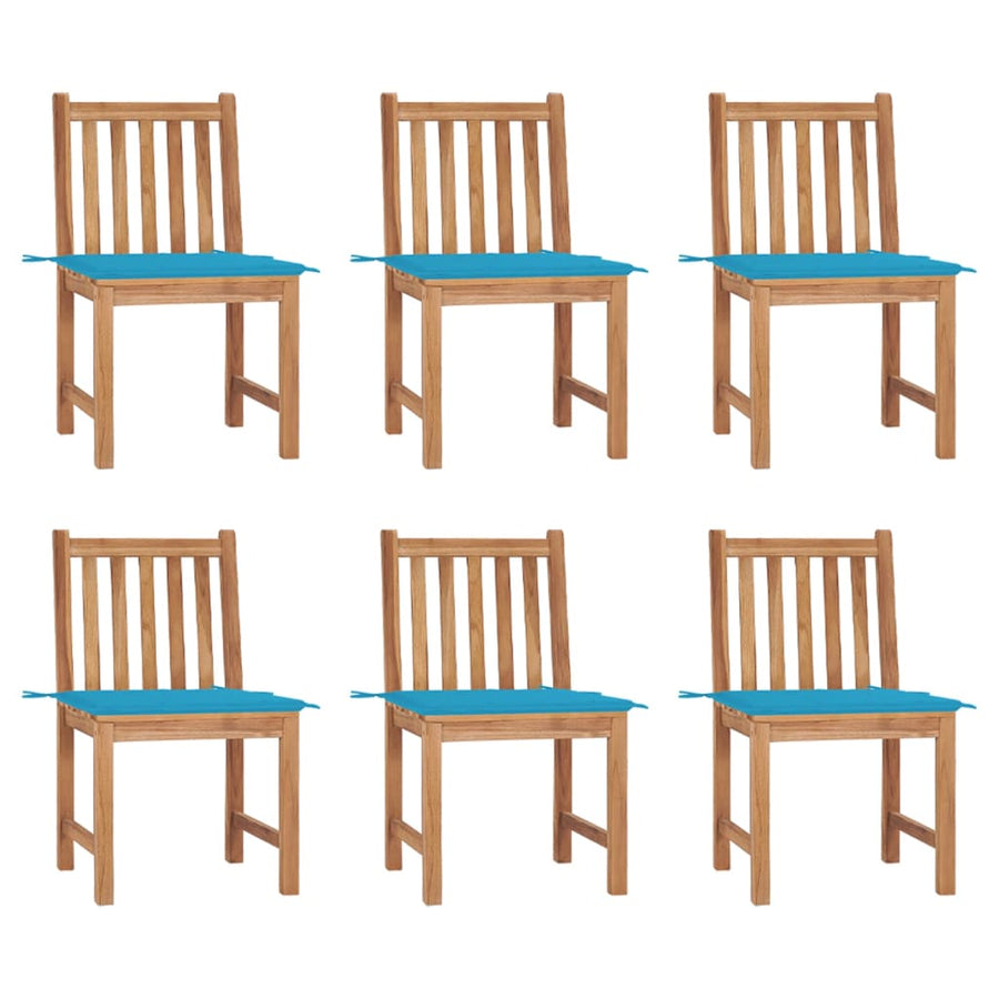 Tuinstoelen Met Kussens Massief Teakhout 6 Blauw