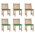 Garden chairs 6 pcs with cushions solid teak wood