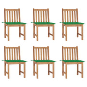Garden chairs 6 pcs with cushions solid teak wood