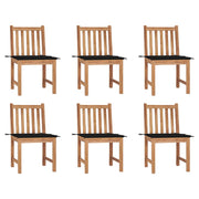 Garden chairs 6 pcs with cushions solid teak wood