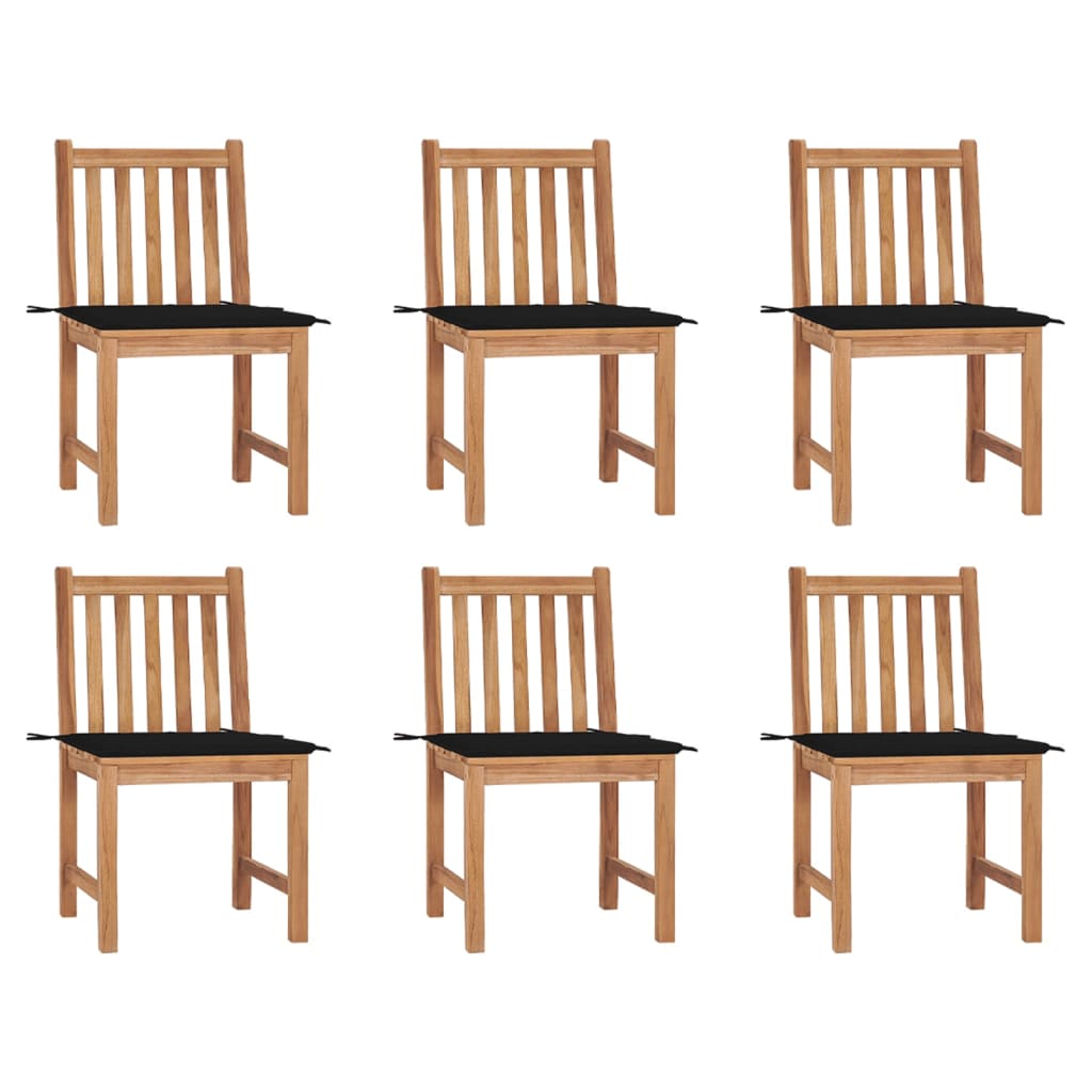 Tuinstoelen Met Kussens Massief Teakhout 6 Zwart