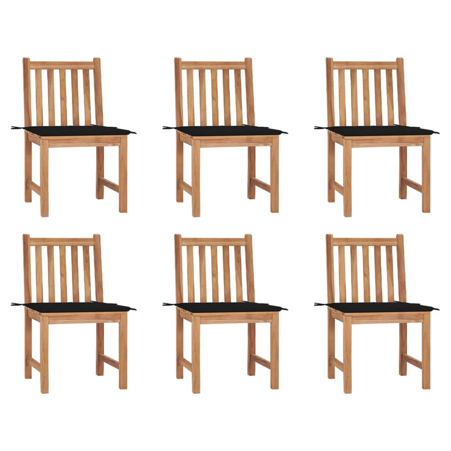 Tuinstoelen Met Kussens Massief Teakhout 6 Zwart