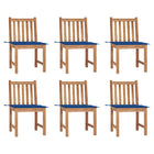 Garden chairs 6 pcs with cushions solid teak wood