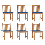Garden chairs 6 pcs with cushions solid teak wood