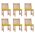 Tuinstoelen 6 st massief teakhout met kussens