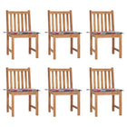 Garden chairs 6 pcs with cushions solid teak wood