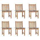 Garden chairs 6 pcs with cushions solid teak wood