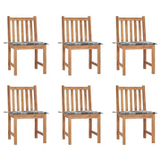 Garden chairs 6 pcs with cushions solid teak wood
