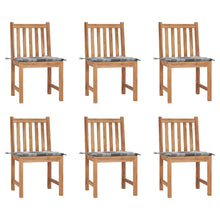 Tuinstoelen 6 St Met Kussens Massief Teakhout Grijs ruitpatroon