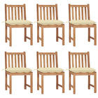 Tuinstoelen 6 st massief teakhout met kussens