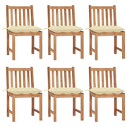 Garden chairs 6 pcs with cushions solid teak wood