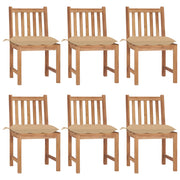 Garden chairs 6 pcs with cushions solid teak wood