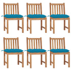 Tuinstoelen 6 st massief teakhout met kussens