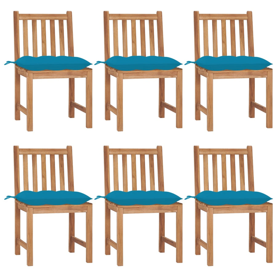 Tuinstoelen Met Kussens Massief Teakhout 6 lichtblauw