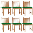 Tuinstoelen 6 st massief teakhout met kussens