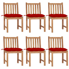 Tuinstoelen 6 St Met Kussens Massief Teakhout Rood