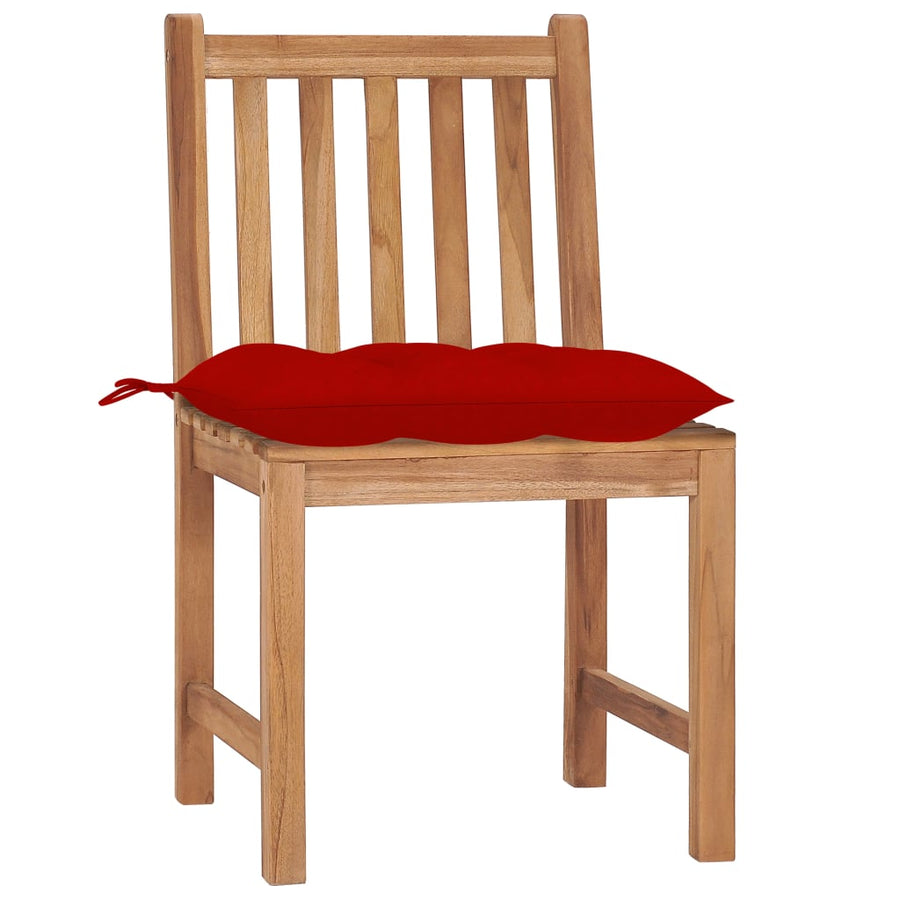 Tuinstoelen 6 St Met Kussens Massief Teakhout Rood