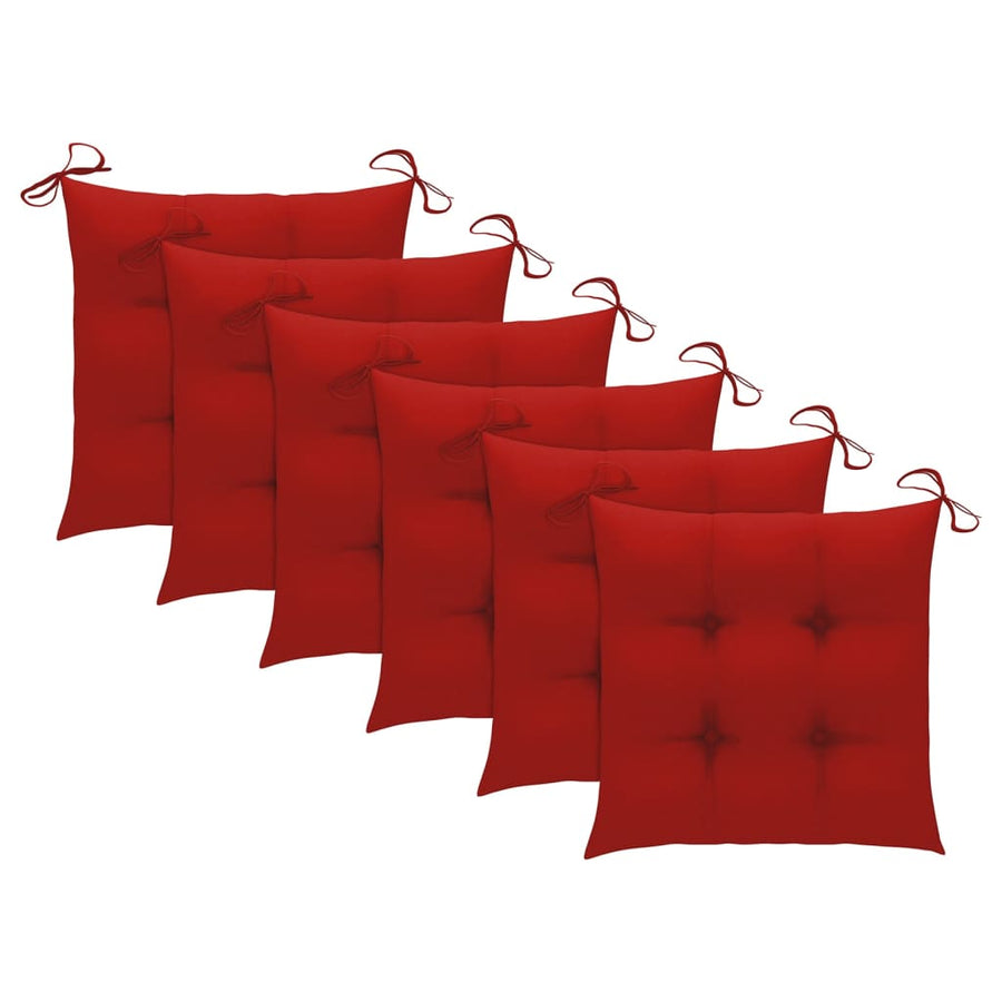 Tuinstoelen 6 St Met Kussens Massief Teakhout Rood