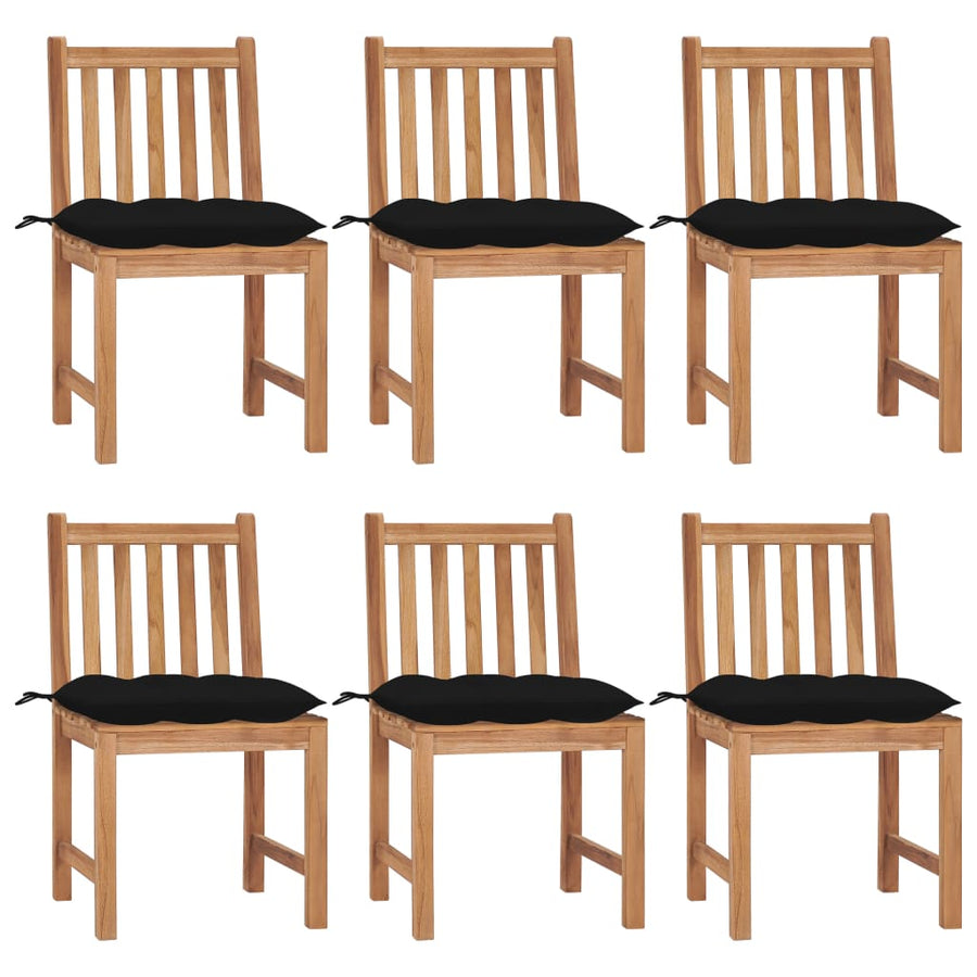 Tuinstoelen Met Kussens Massief Teakhout 6 Zwart