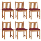 Tuinstoelen 6 st massief teakhout met kussens