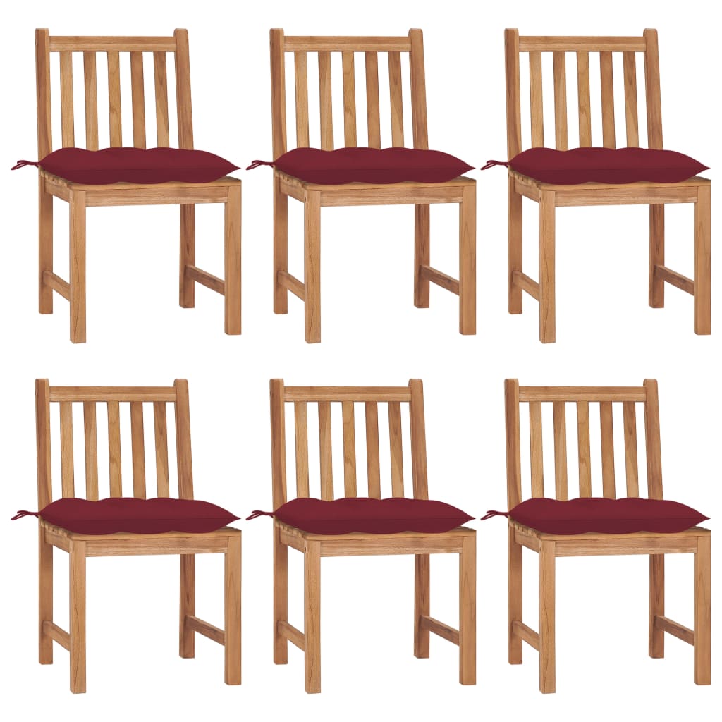 Tuinstoelen 6 St Met Kussens Massief Teakhout 1 Wijnrood