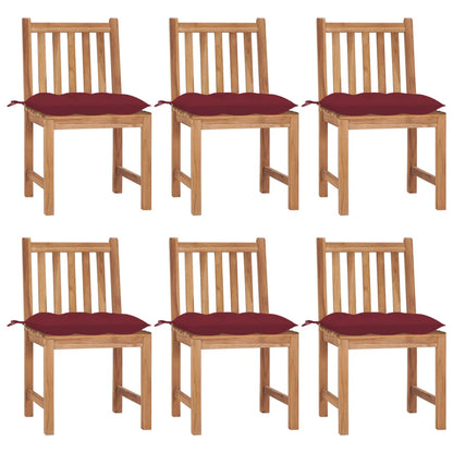 Tuinstoelen 6 St Met Kussens Massief Teakhout 1 Wijnrood