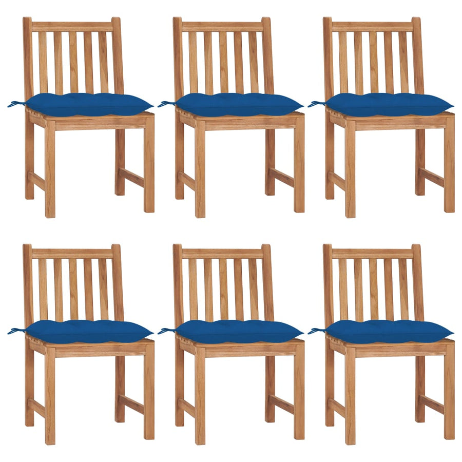 Tuinstoelen Met Kussens Massief Teakhout 6 Blauw