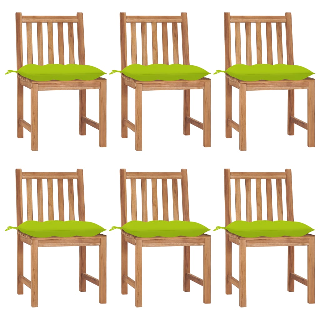 Tuinstoelen 6 st met kussens massief teakhout