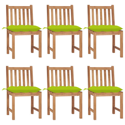 Tuinstoelen 6 st met kussens massief teakhout