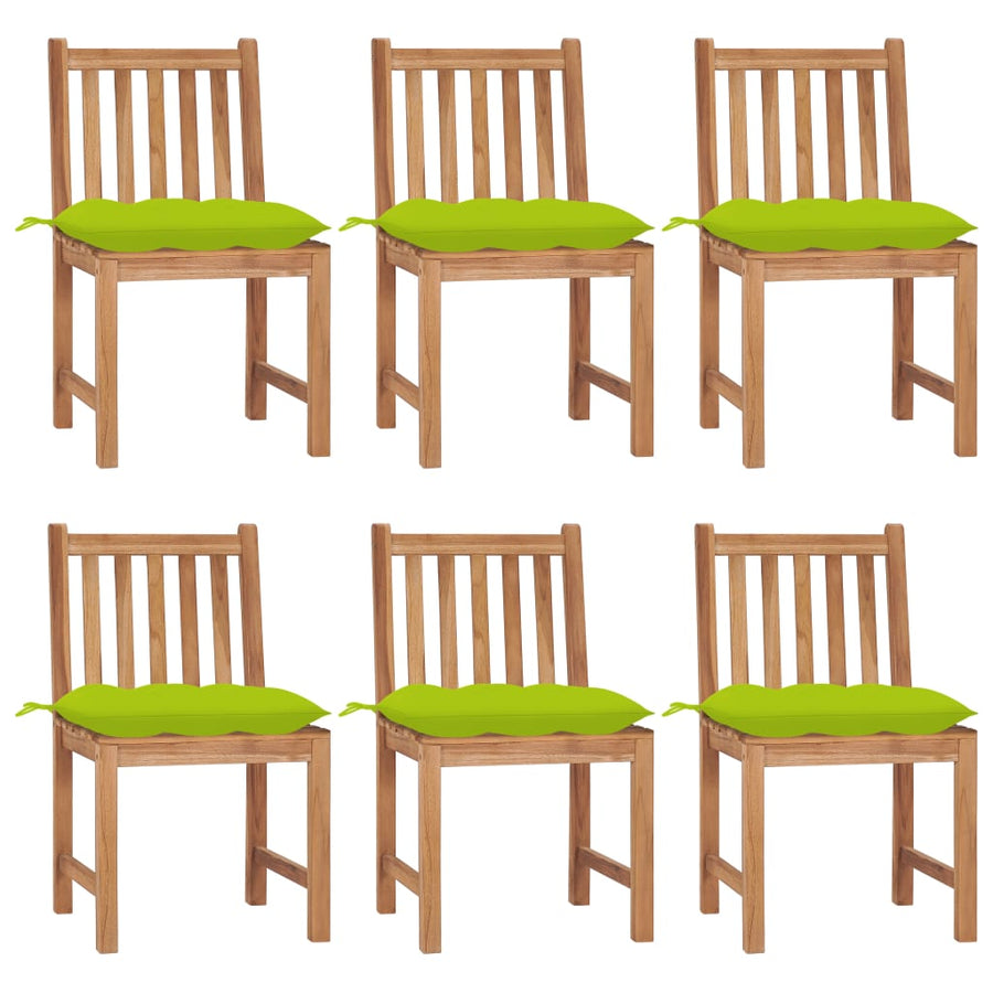 Tuinstoelen 6 st met kussens massief teakhout