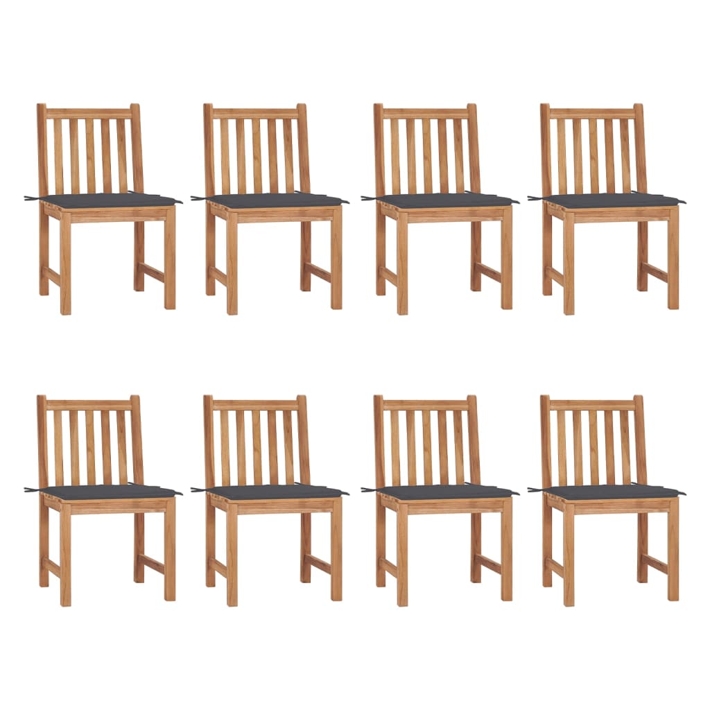 Tuinstoelen 8 St Met Kussens Massief Teakhout Antraciet