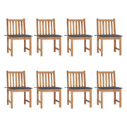 Garden chairs 8 pcs with cushions solid teak