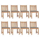 Garden chairs 8 pcs with cushions solid teak