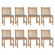 Garden chairs 8 pcs with cushions solid teak