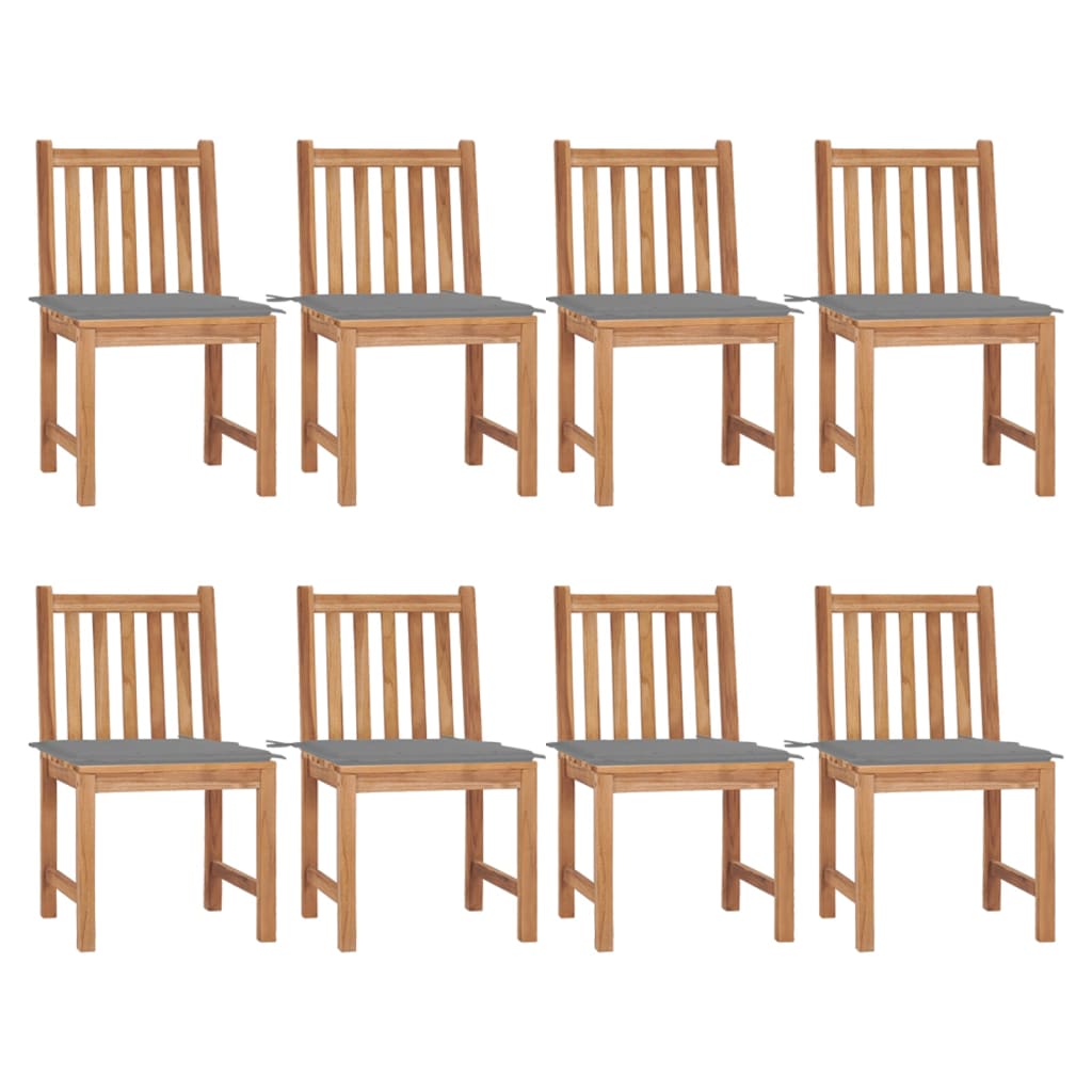 Tuinstoelen Met Kussens Massief Teakhout 8 Grijs