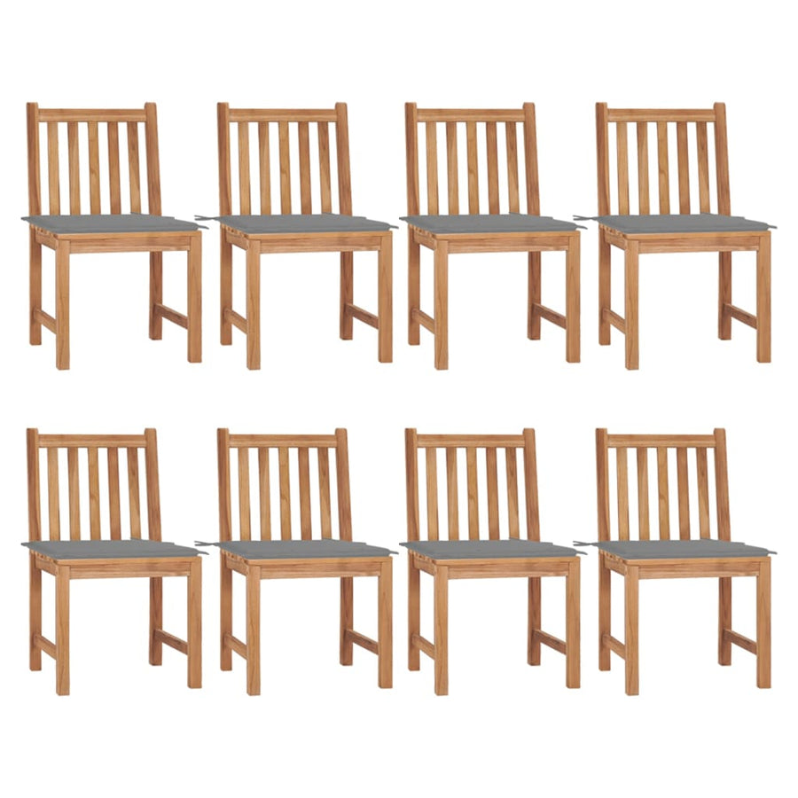 Tuinstoelen Met Kussens Massief Teakhout 8 Grijs