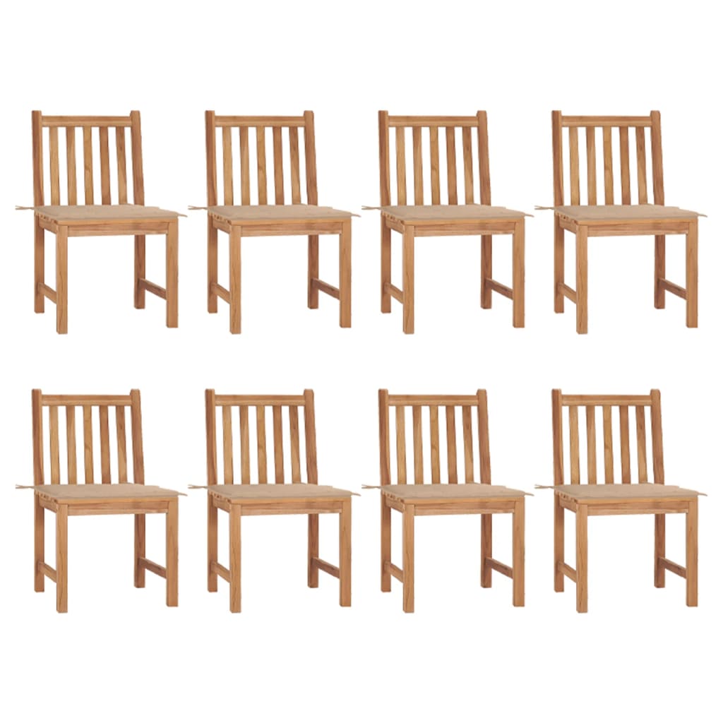 Tuinstoelen 8 St Met Kussens Massief Teakhout 1 Beige