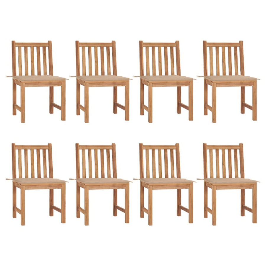 Tuinstoelen 8 St Met Kussens Massief Teakhout 1 Beige