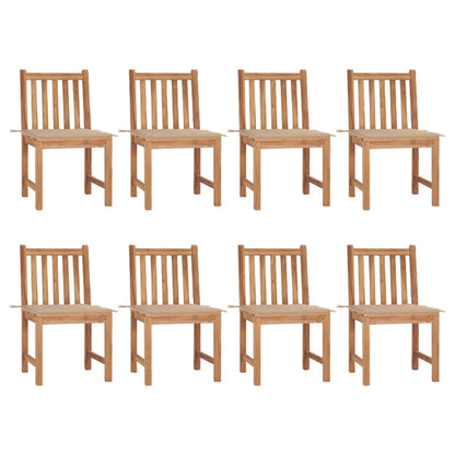 Tuinstoelen 8 St Met Kussens Massief Teakhout 1 Beige
