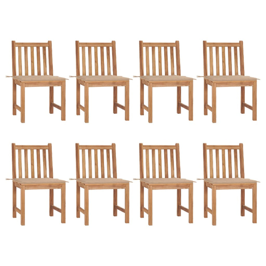 Tuinstoelen 8 St Met Kussens Massief Teakhout 1 Beige