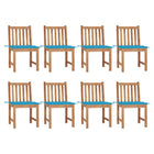 Garden chairs 8 pcs with cushions solid teak