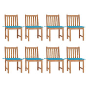 Garden chairs 8 pcs with cushions solid teak