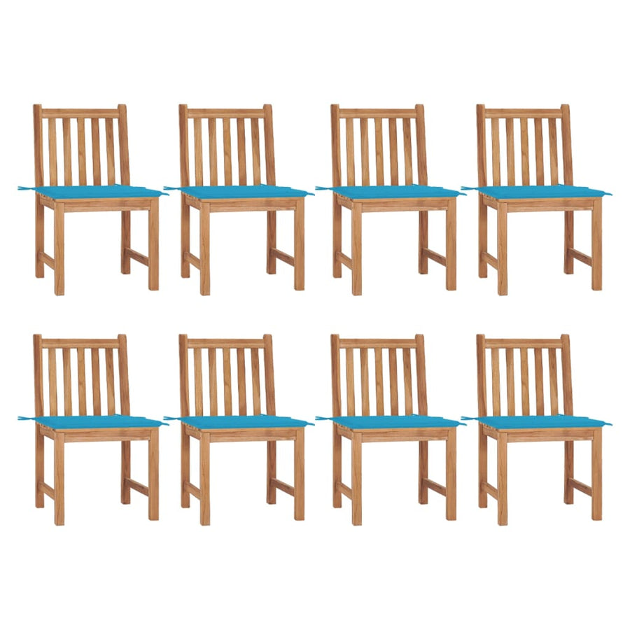 Tuinstoelen Met Kussens Massief Teakhout 8 Blauw